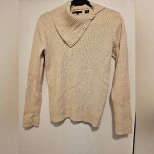 J. Jill Cream Cowl Neck Sweater with Ribbed Texture